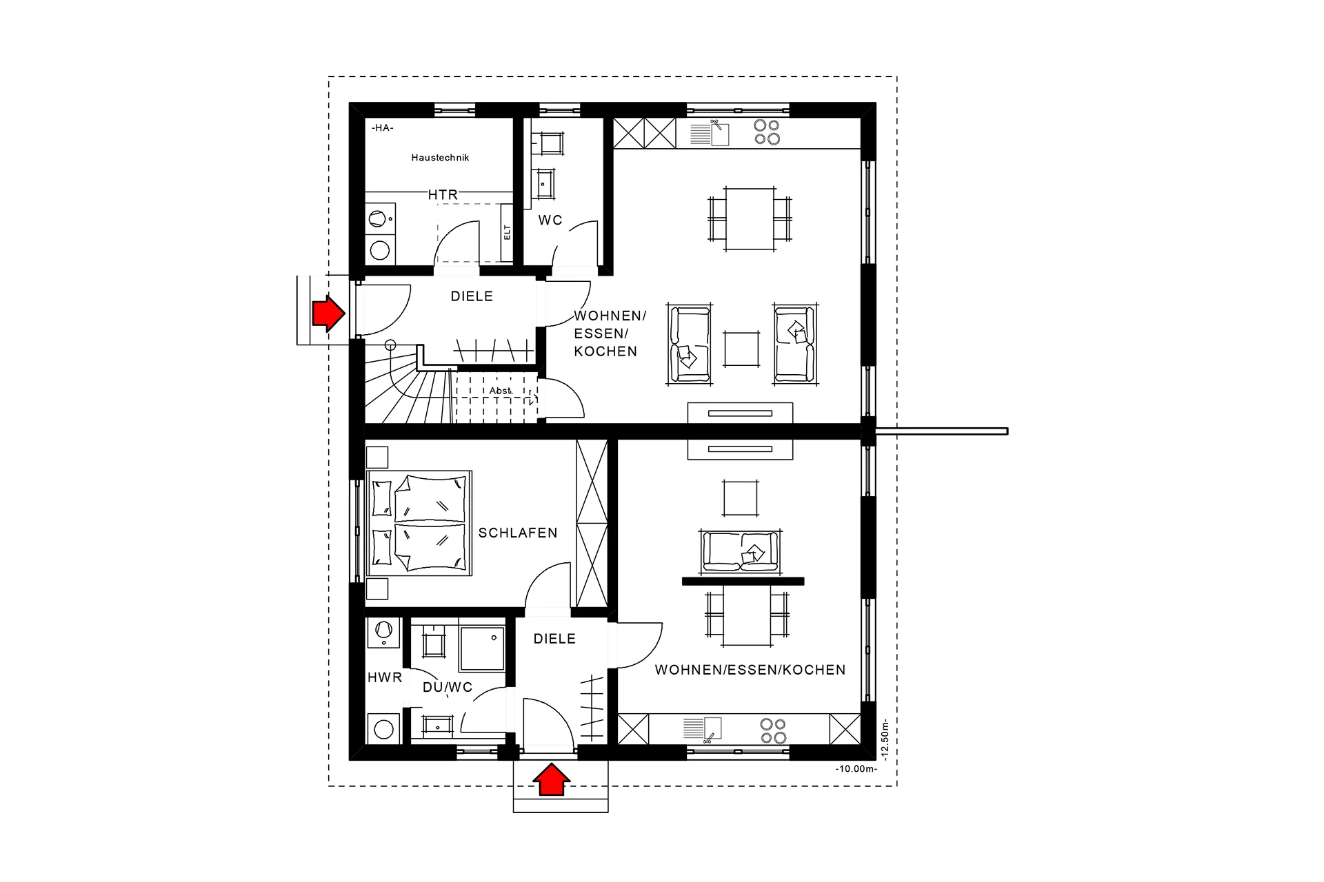 Familienhaus mit Einliegerwohnung von Meisterstueck Haus Grundriss Erdgeschoss