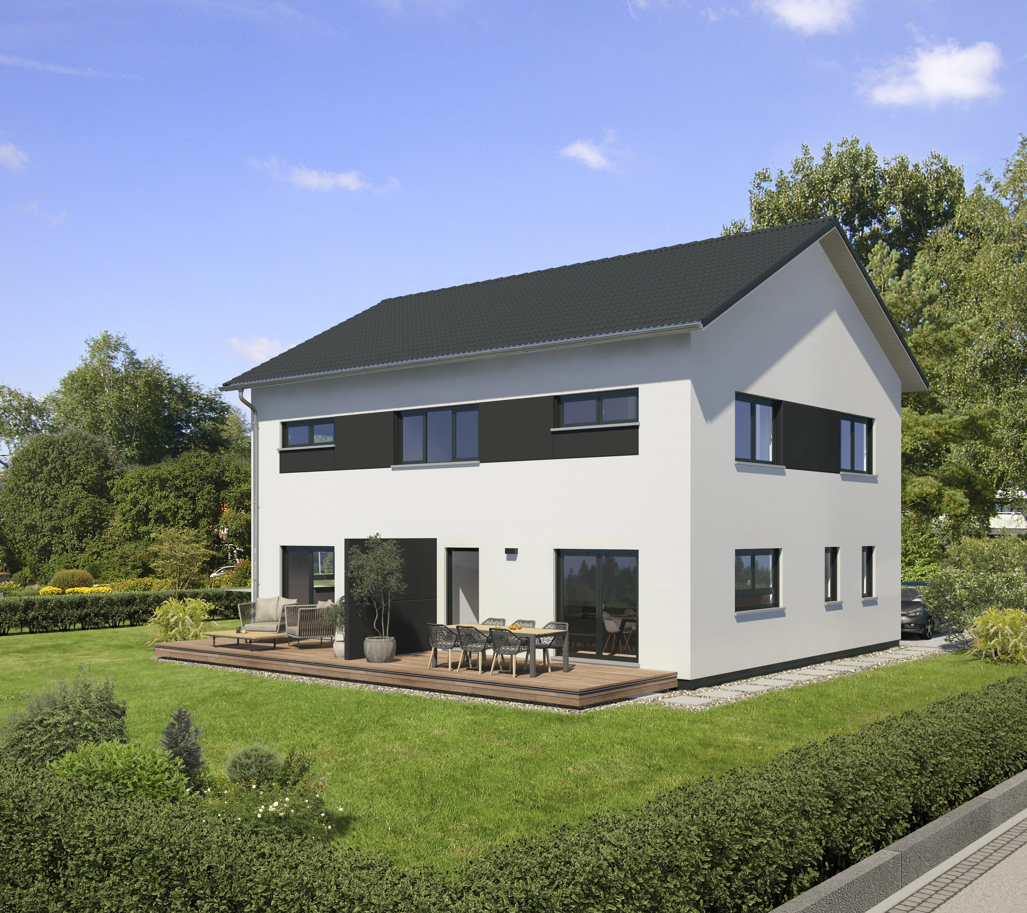 Familienhaus mit Einliegerwohnung von Meisterstueck Haus Strassenansicht