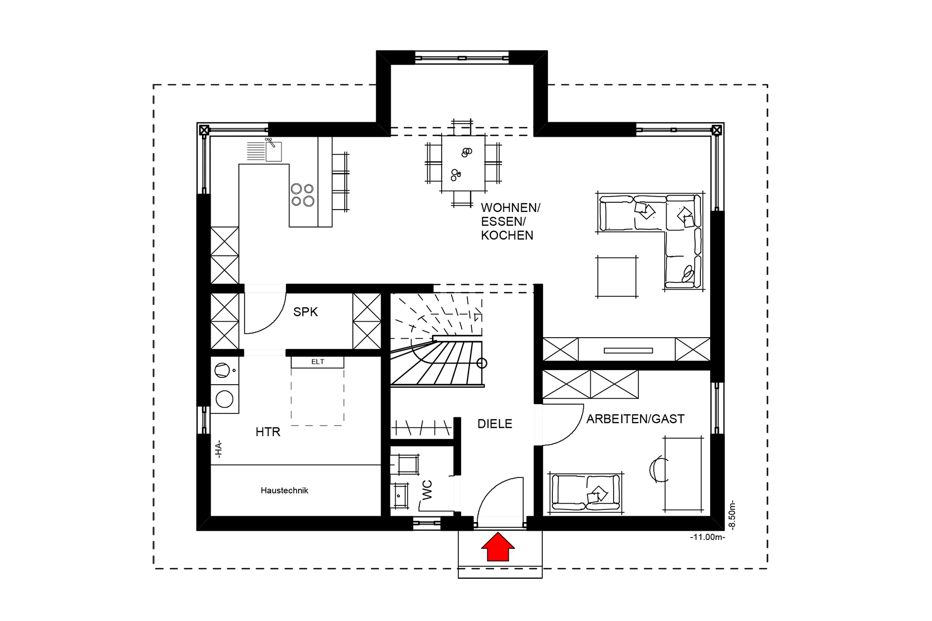 Aktionshaus LINEAR mit 3. Giebel von Meisterstueck Haus Erdgeschoss