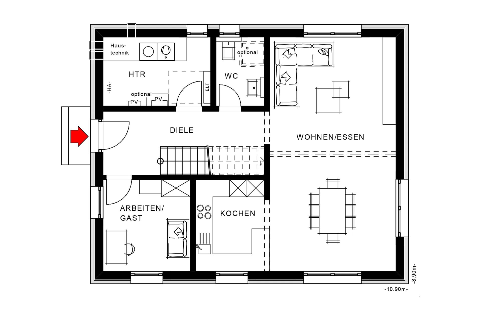 Klinkerhaus Nordic Fusion von Meisterstück Haus Grundriss Erdgeschoss