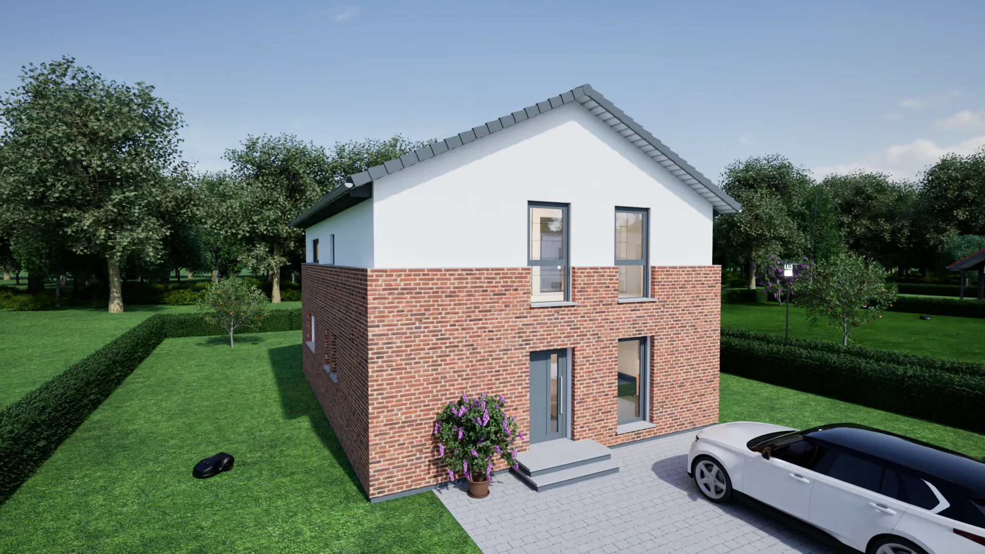 Klinkerhaus Nordic Fusion von Meisterstueck Haus aus der Frontalansicht