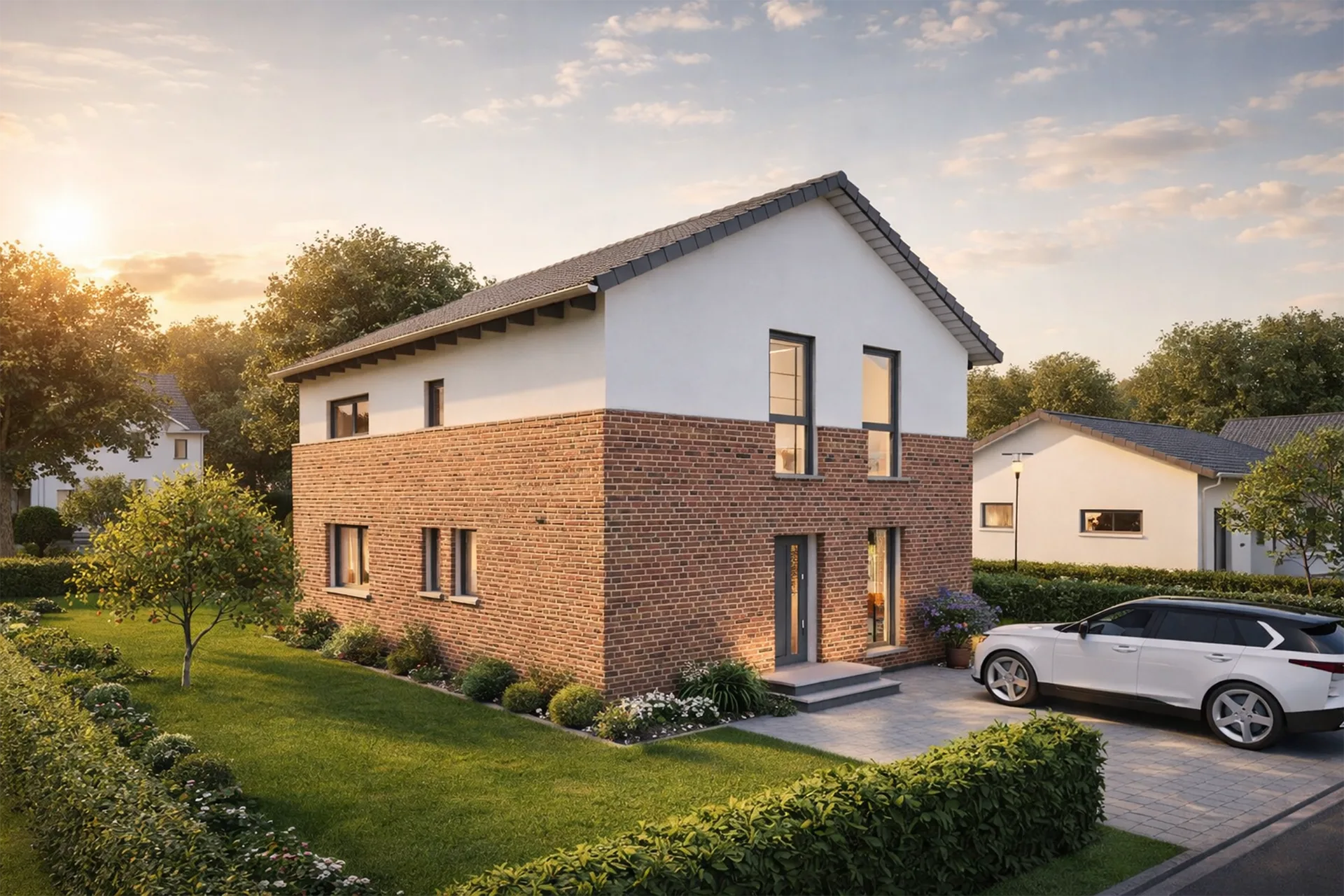 Klinkerhaus Nordic Fusion von Meisterstück Haus aus der Frontalansicht