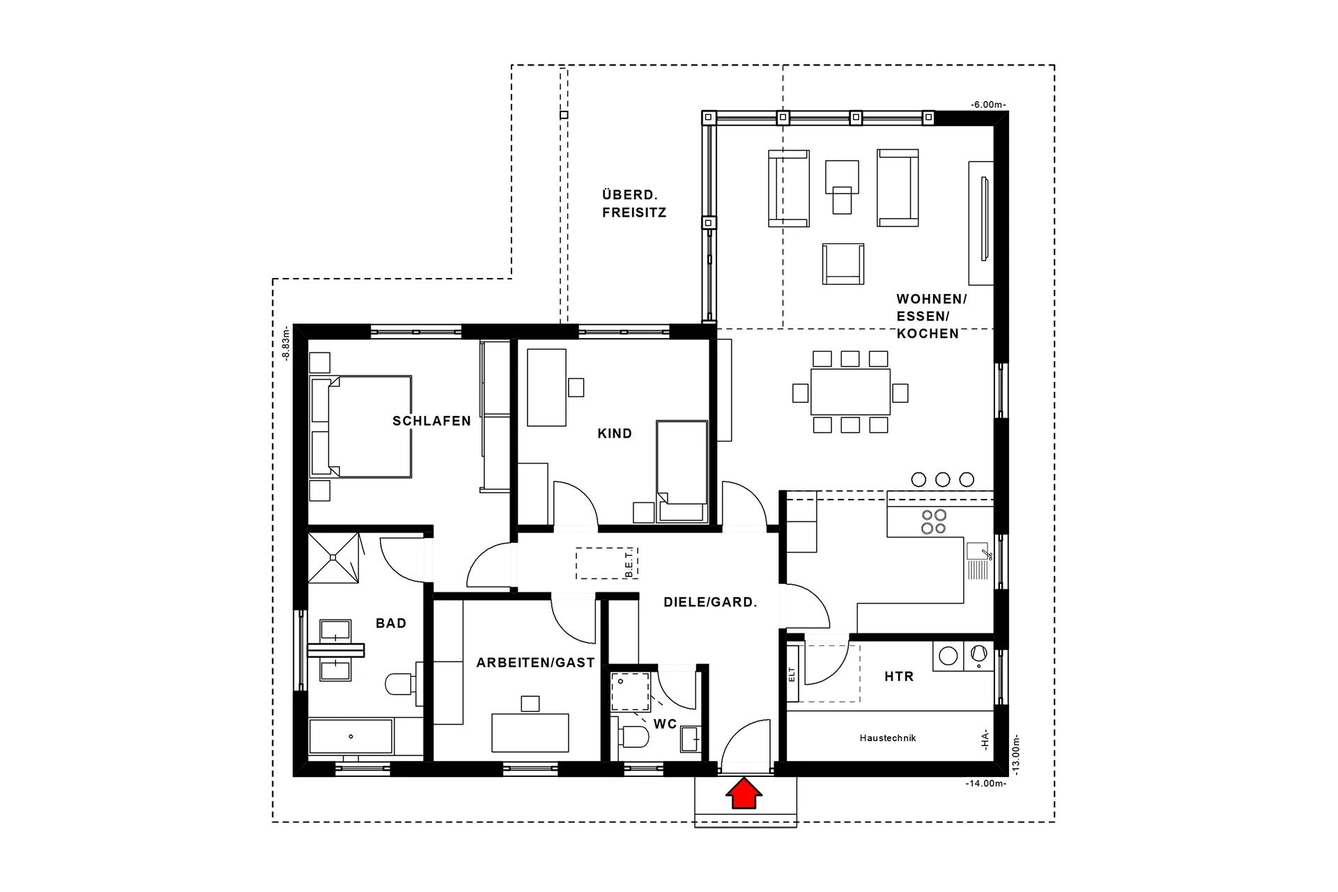 Winkelbungalow Midsommer von Meisterstück-HAUS - Grundriss