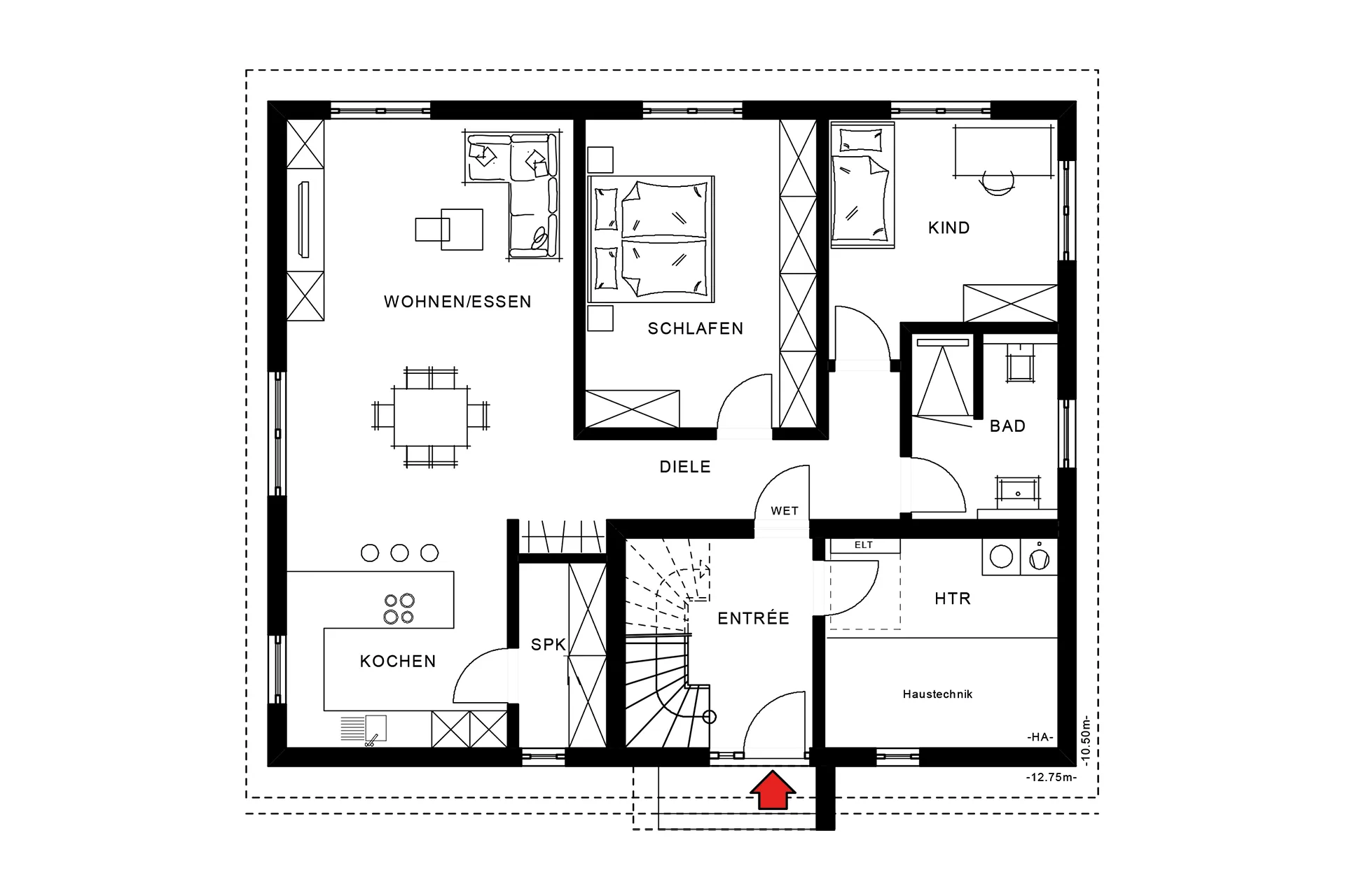 Aktionshaus Zweifamilienhaus Eins für Zwei von Meisterstück Haus Grundriss Erdgeschoss