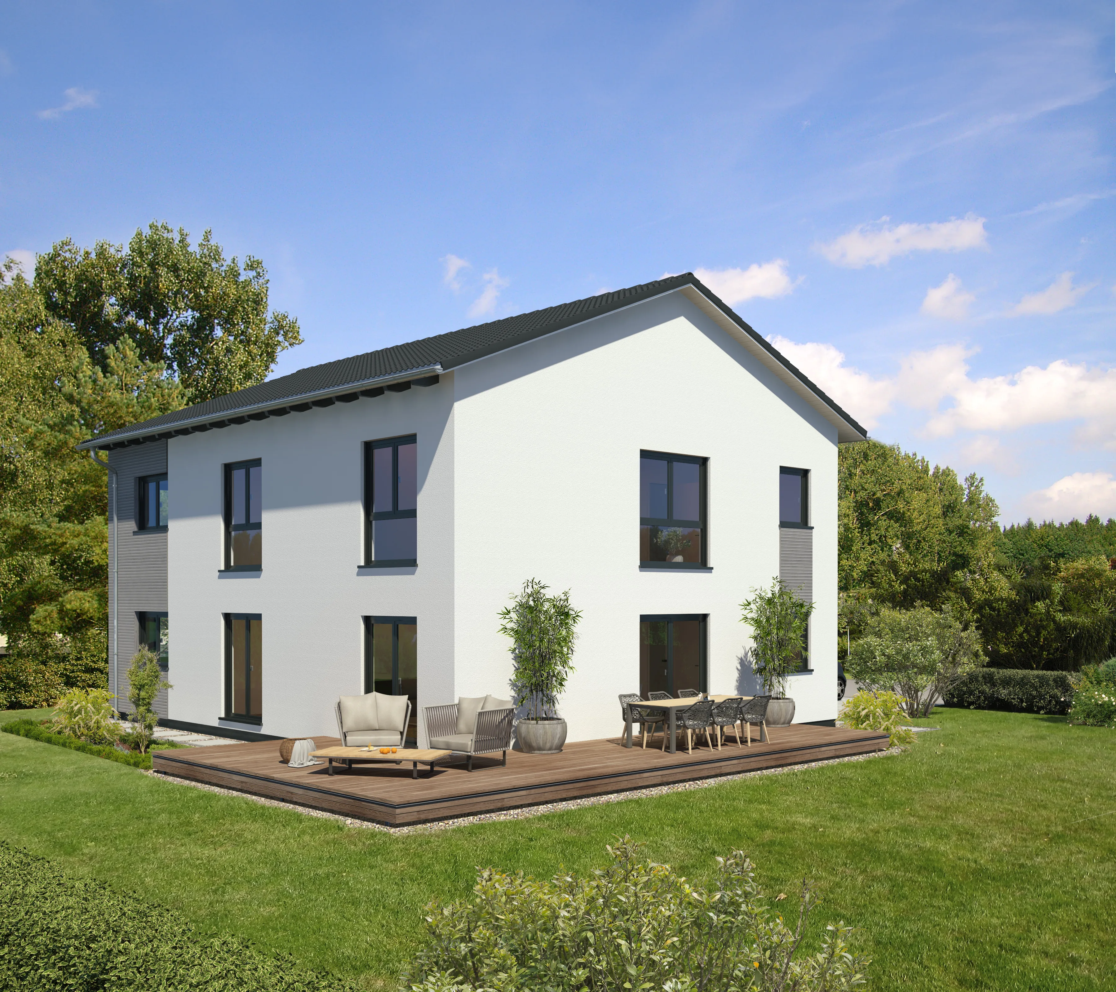 Zweifamilienhaus Eins für zwei von Meisterstück Haus Gartenansicht