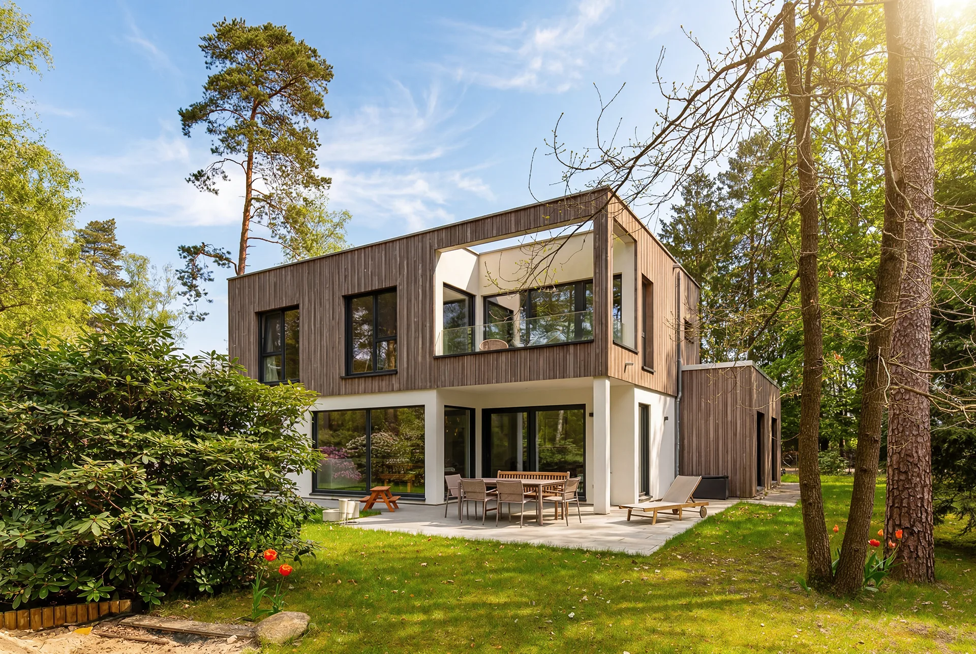 Bauhaus-Villa mit Holzfassade von Meisterstück-HAUS
