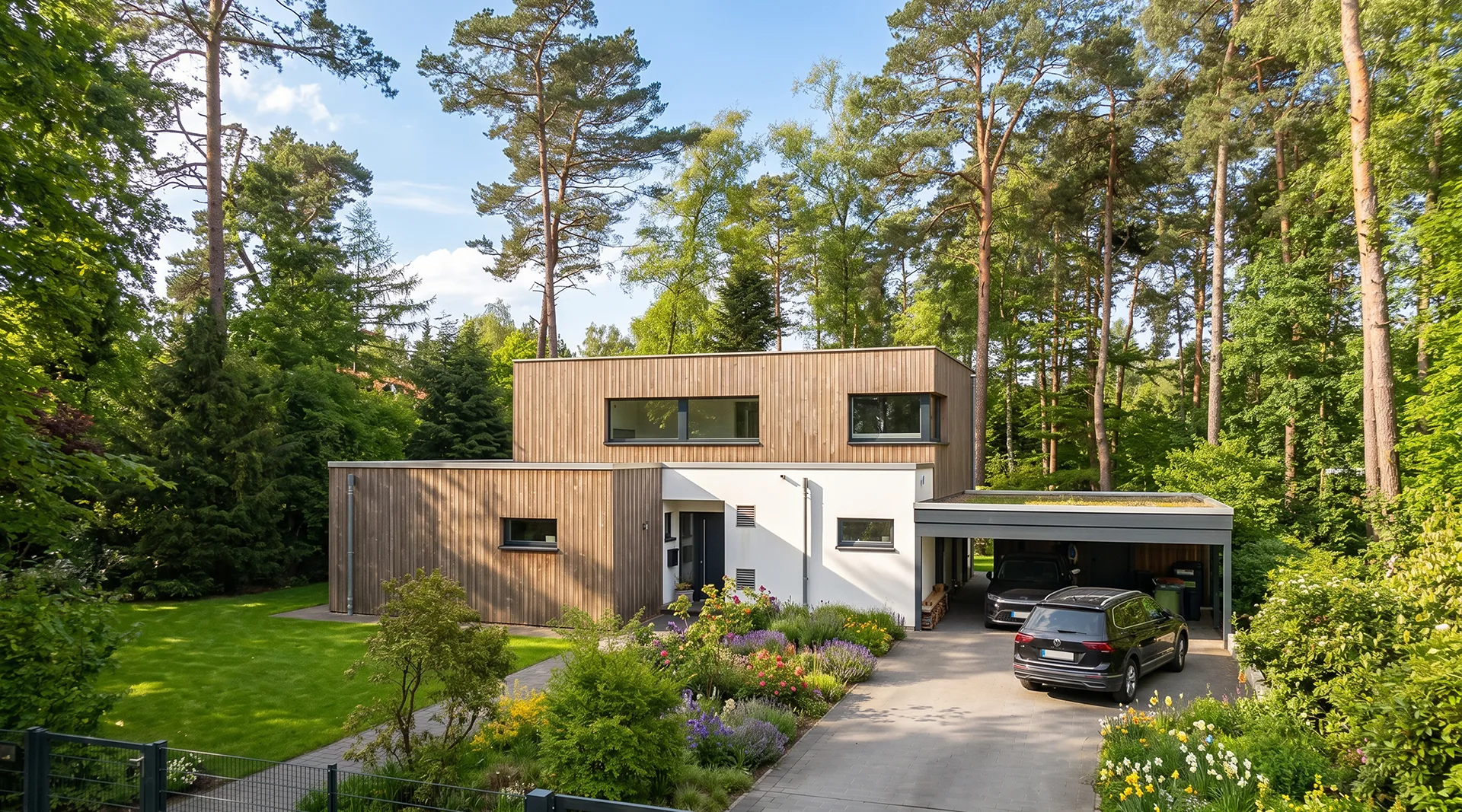 Bauhaus-Villa mit Holzfassade von Meisterstück-HAUS