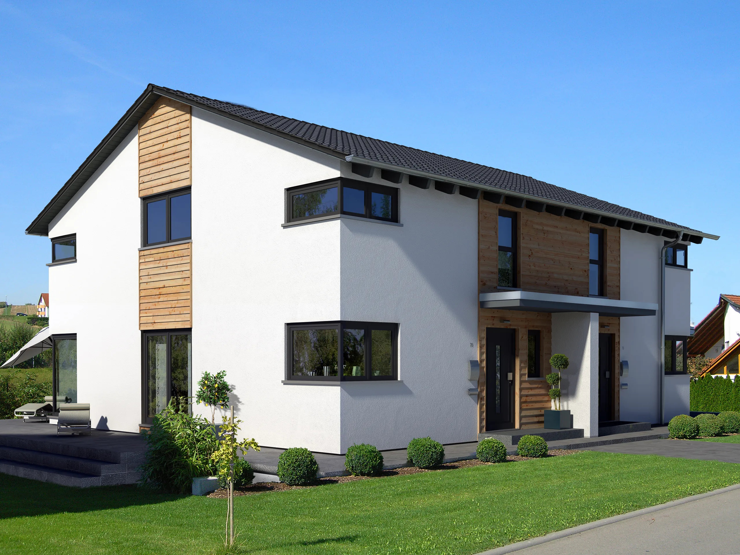 KUBUS Doppelhaus SD von Meisterstueck Haus Seitenansicht