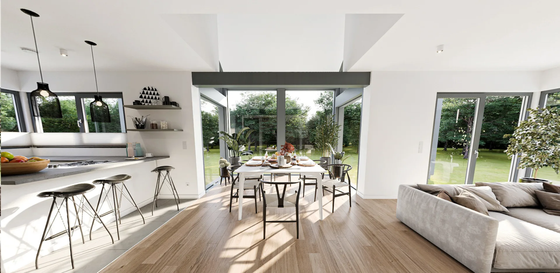 Linear mit Wintergarten von Meisterstueck Haus Essbereich