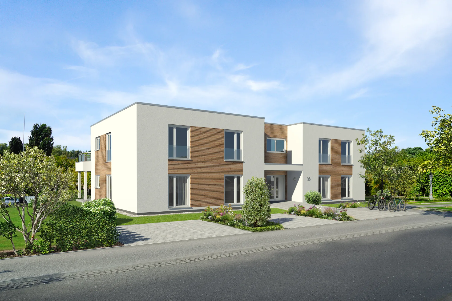 Mehrfamilienhaus-Konzept mit 4 WE von Meisterstueck Haus Strassenansicht