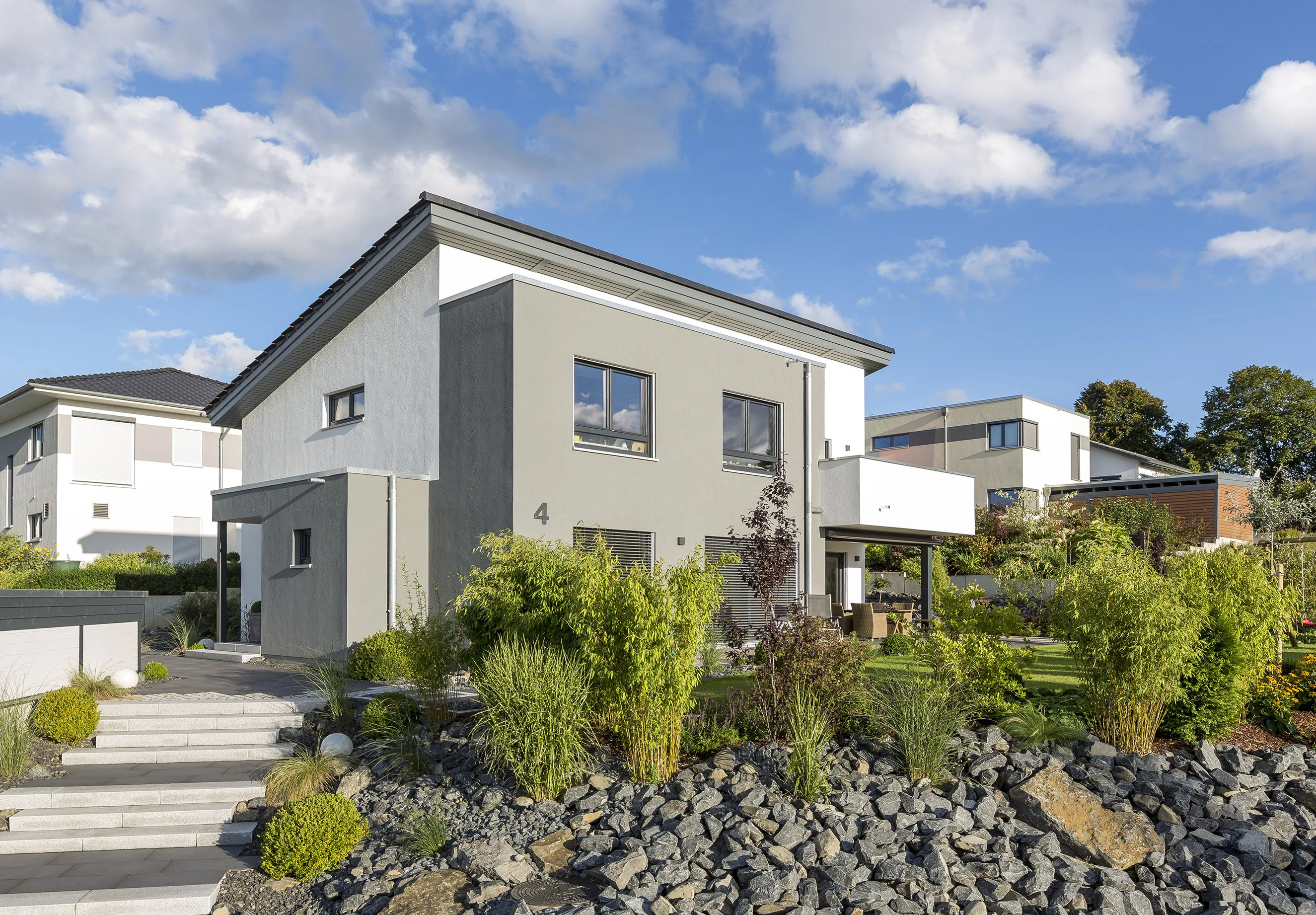 Pultdach und Design von Meisterstueck Haus Frontansicht