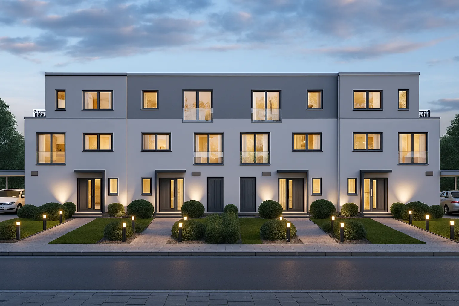 Reihenhaus (4 WE) mit Staffelgeschoss von Meisterstueck Haus Entwurf 2