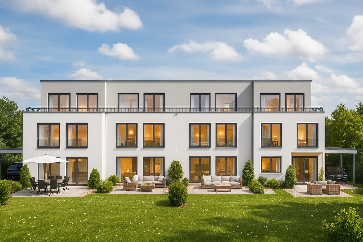 Reihenhaus (4 WE) mit Staffelgeschoss von Meisterstueck Haus Entwurf 1