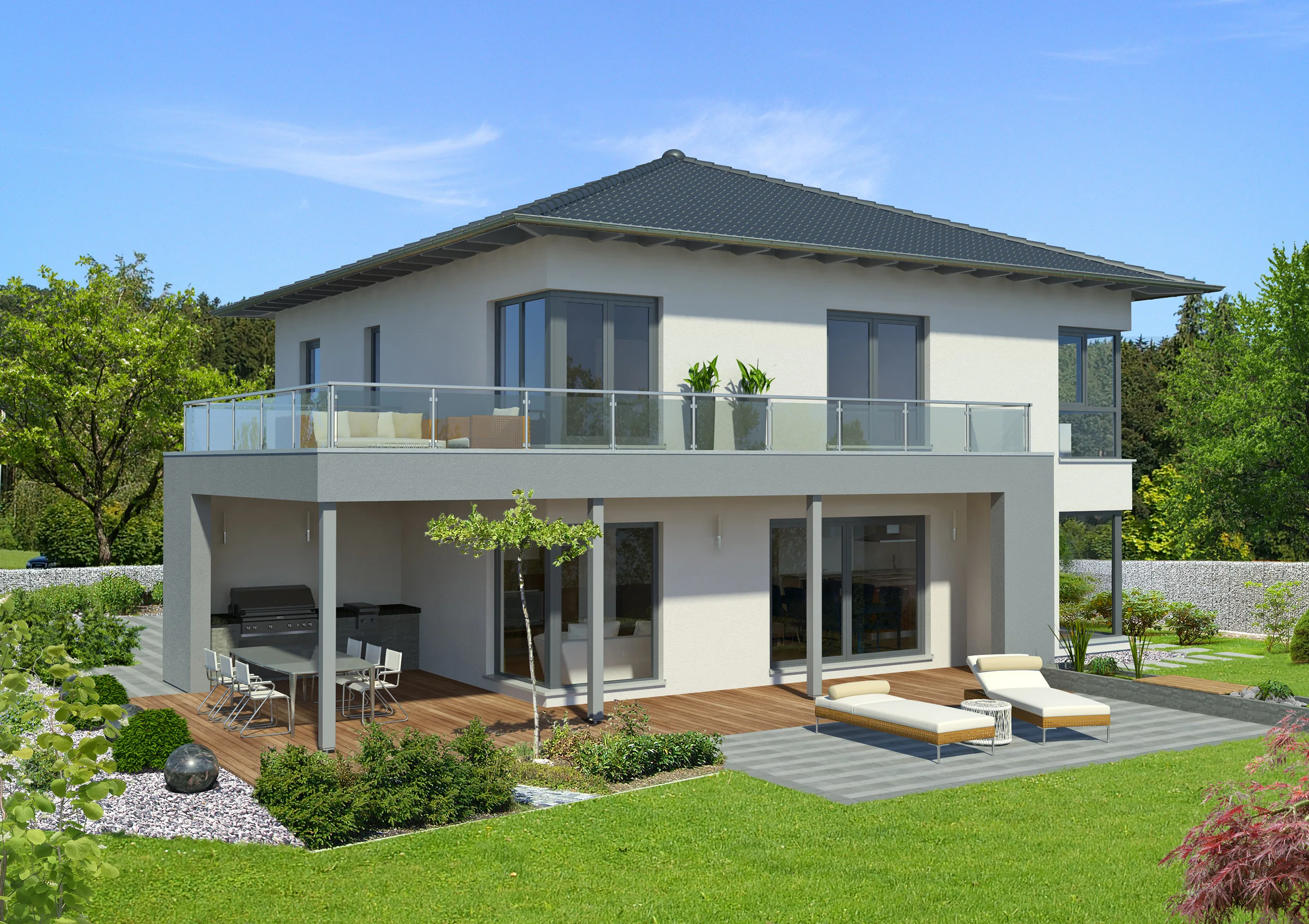 Stadtvilla mit Outdoor-Lounge und Dachterrasse von Meisterstueck Haus