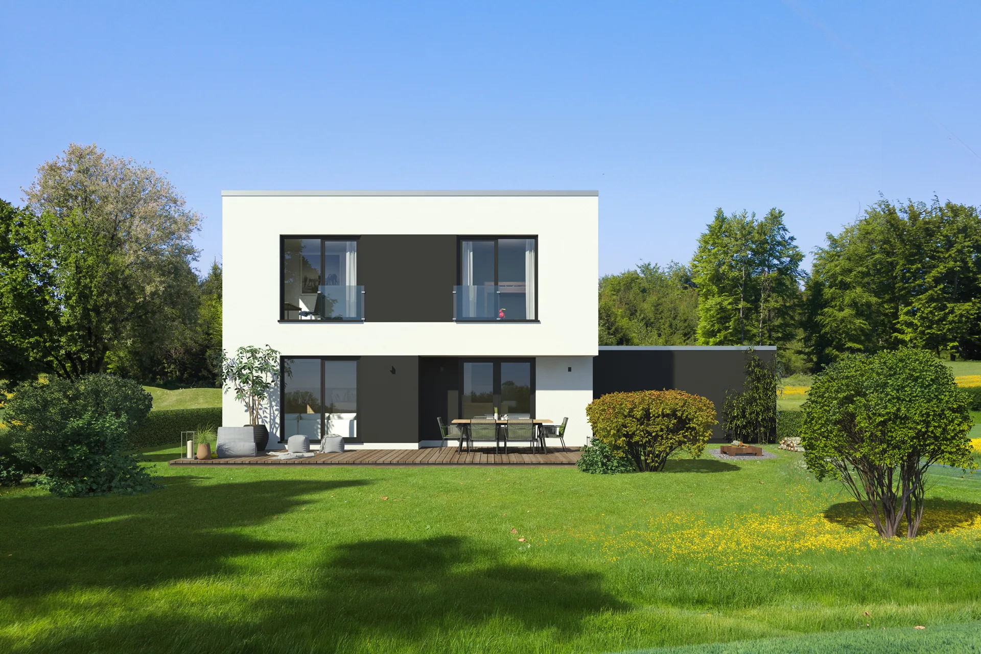 X Black1 Putz dunkel von Meisterstück-HAUS Gartenansicht