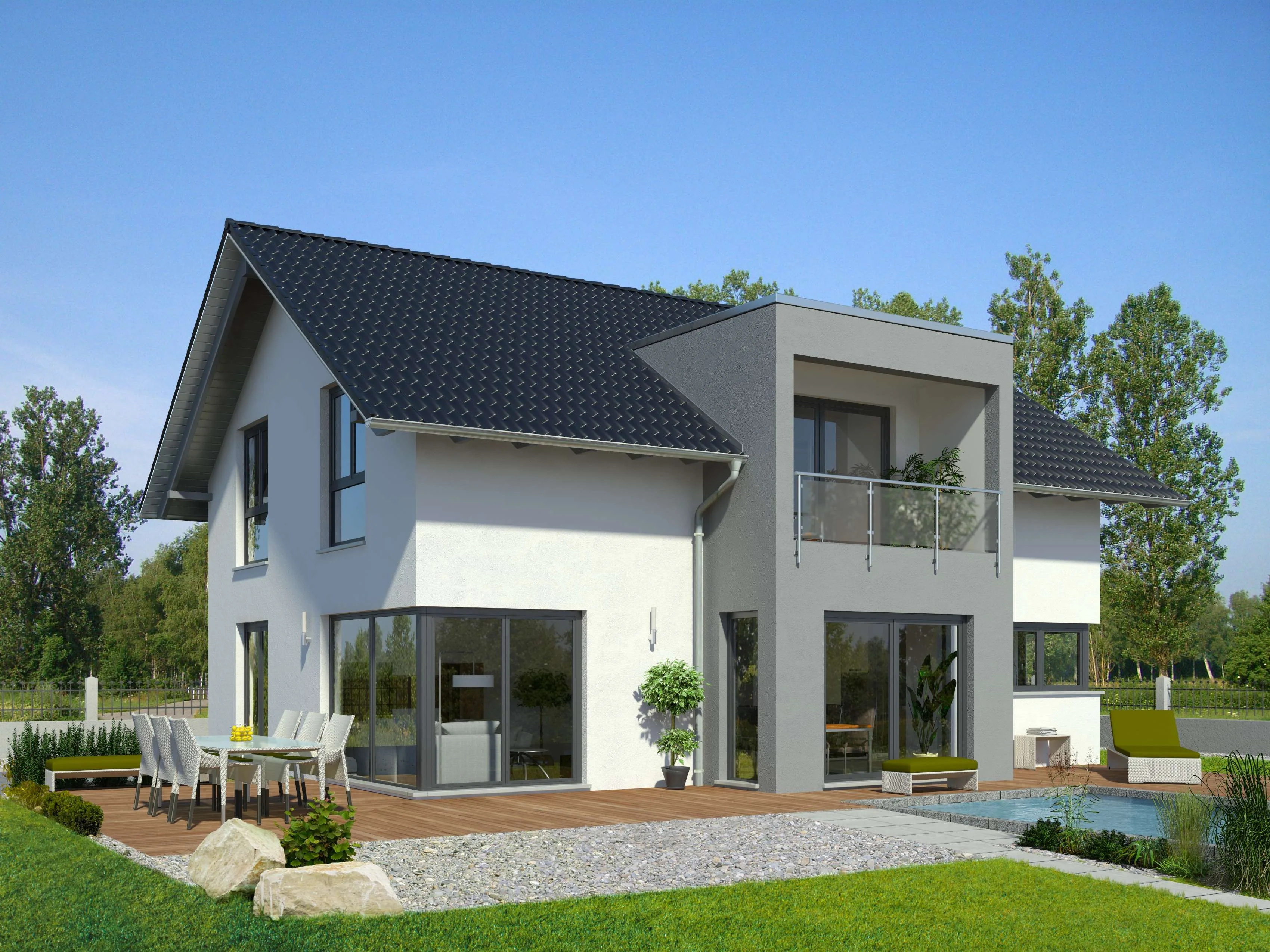 LINEAR mit Loggia von Meisterstueck Haus Gartenansicht 2