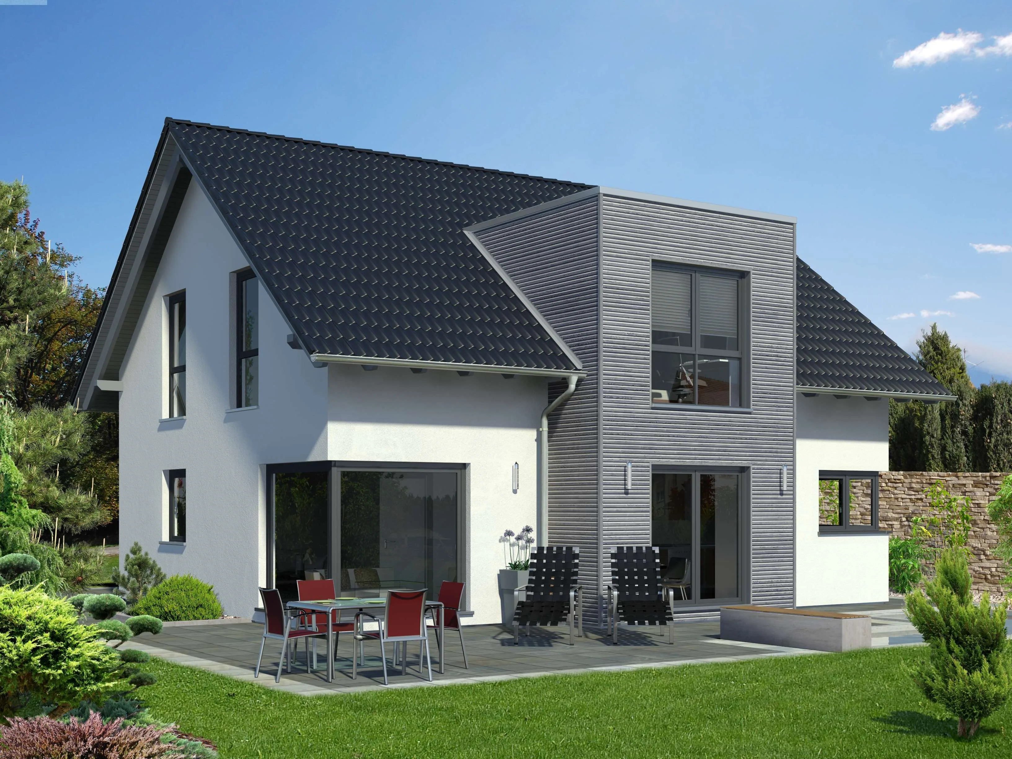 LINEAR mit Loggia von Meisterstueck Haus Gartenansicht 1