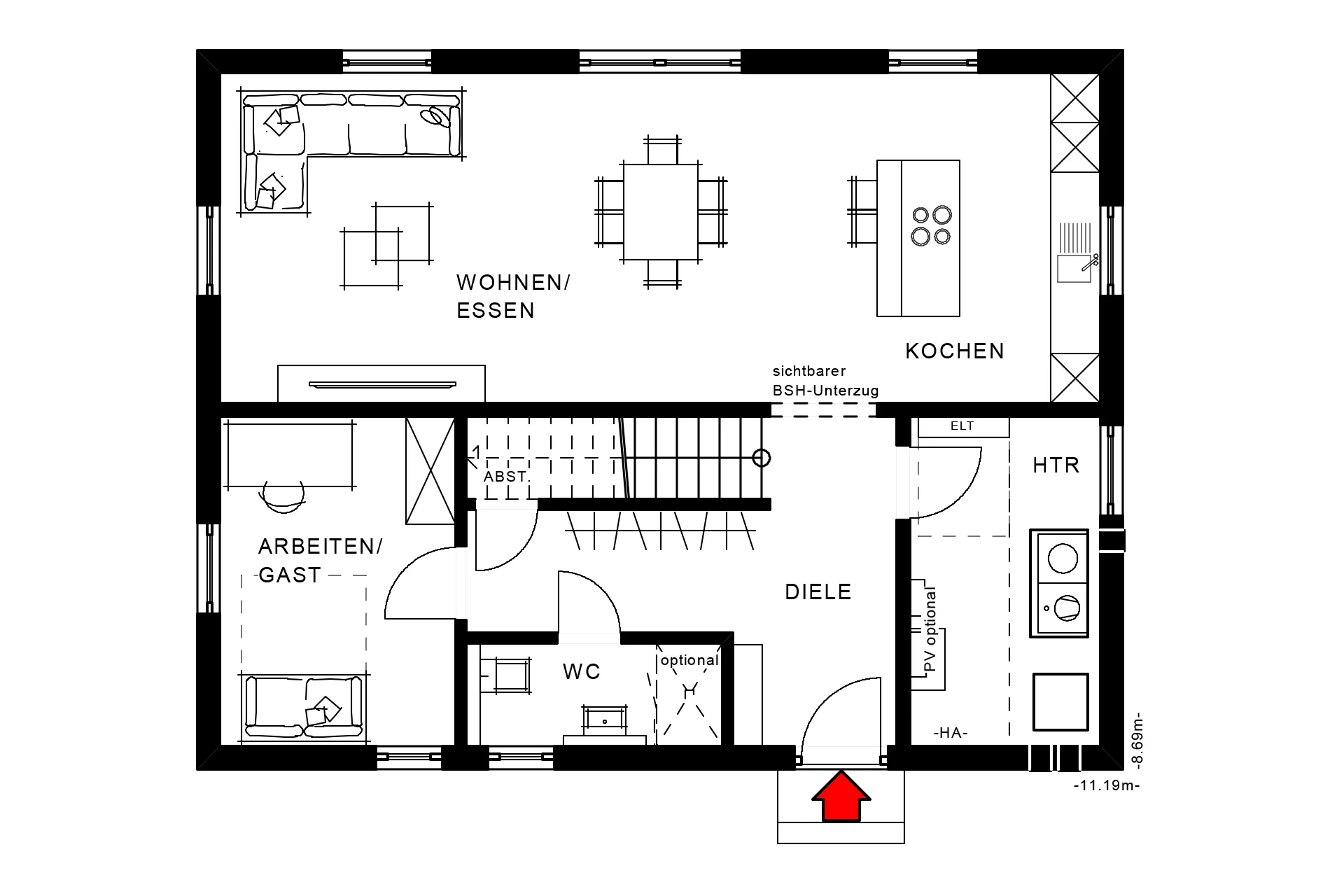 Aktionshaus Cape Dutch von Meisterstück-HAUS Grundriss Erdgeschoss